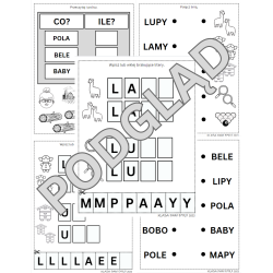 Nauka czytania i pisania metodą sylabową. Litery P, M, B, L.
