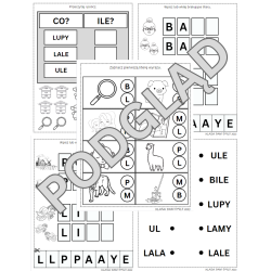 Nauka czytania i pisania metodą sylabową. Litery P, M, B, L.