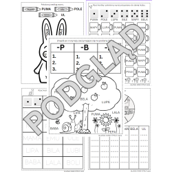Nauka czytania i pisania metodą sylabową. Litery P, M, B, L.